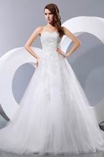 Discount Handmade Sweetheart Appliques Net Western Wedding Dress