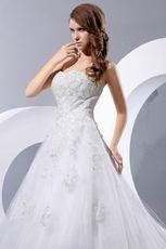 Discount Handmade Sweetheart Appliques Net Western Wedding Dress