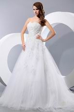 Discount Handmade Sweetheart Appliques Net Western Wedding Dress