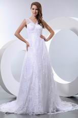 Deep Sexy V-neck Fishtail White Lace Wedding Dress Cheap