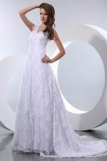 Deep Sexy V-neck Fishtail White Lace Wedding Dress Cheap