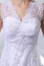 Deep Sexy V-neck Fishtail White Lace Wedding Dress Cheap