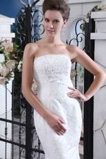 Slight Cheap Strapless Appliqued Trumpet Bridal Wedding Dress