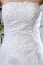 Slight Cheap Strapless Appliqued Trumpet Bridal Wedding Dress