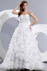 Unique Sweetheart Layers Ruffles Wedding Dress With Beaded Belt