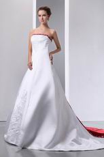 Elegant Strapless Embroidery Empire Wedding Dress With Red Color