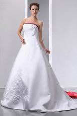 Elegant Strapless Embroidery Empire Wedding Dress With Red Color