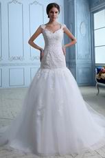 Beautiful Straps Appliqued Mermaid Fishtail Wedding Dresses Gowns