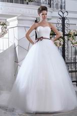 Pretty Sweetheart Ball Gown With Brown Belt Wedding Dress For Sell