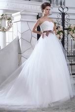 Pretty Sweetheart Ball Gown With Brown Belt Wedding Dress For Sell
