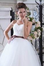 Pretty Sweetheart Ball Gown With Brown Belt Wedding Dress For Sell