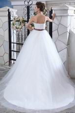 Pretty Sweetheart Ball Gown With Brown Belt Wedding Dress For Sell