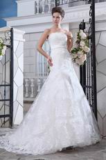 Inexpensive Strapless Mermaid Chapel Wedding Dress With Belt