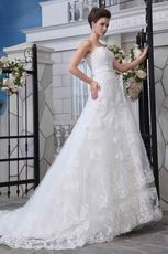 Inexpensive Strapless Mermaid Chapel Wedding Dress With Belt