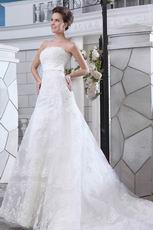 Inexpensive Strapless Mermaid Chapel Wedding Dress With Belt