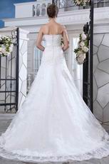 Inexpensive Strapless Mermaid Chapel Wedding Dress With Belt