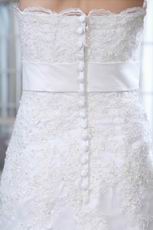 Inexpensive Strapless Mermaid Chapel Wedding Dress With Belt