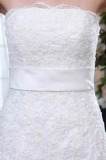 Inexpensive Strapless Mermaid Chapel Wedding Dress With Belt