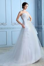 Simple Sweetheart Chapel White Net Wedding Dress With Crystals