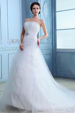 Simple Sweetheart Chapel White Net Wedding Dress With Crystals