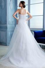 Simple Sweetheart Chapel White Net Wedding Dress With Crystals
