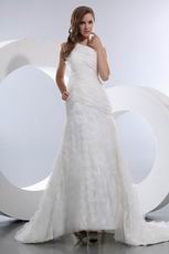 Exquisite One Shoulder Cascade Skirt Chapel Bridal Dress