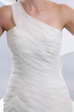 Exquisite One Shoulder Cascade Skirt Chapel Bridal Dress