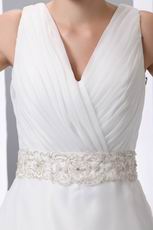 Beaded Belt V-Neck Chapel Wedding Dress Make Your Own