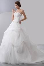 Beautiful Strapless Embroidery Beaded Puffy Bridal Gown