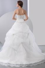 Beautiful Strapless Embroidery Beaded Puffy Bridal Gown