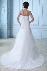 Fashion Flowers Strap Mermaid Layers Organza Princess Wedding Dress