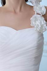 Fashion Flowers Strap Mermaid Layers Organza Princess Wedding Dress