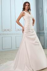 Classic Appliqued V-Neck Chapel Plus Size Wedding Bridal Dress