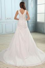 Classic Appliqued V-Neck Chapel Plus Size Wedding Bridal Dress