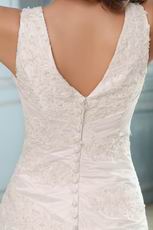 Classic Appliqued V-Neck Chapel Plus Size Wedding Bridal Dress