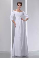 Sweetheart Off Shoulder Half Sleeves Chiffon Dress For Bride