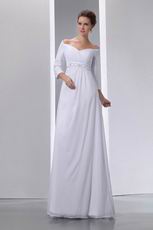 Sweetheart Off Shoulder Half Sleeves Chiffon Dress For Bride