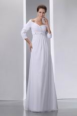 Sweetheart Off Shoulder Half Sleeves Chiffon Dress For Bride