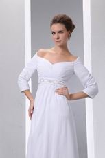 Sweetheart Off Shoulder Half Sleeves Chiffon Dress For Bride