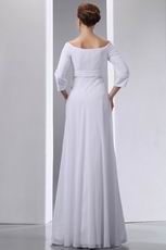 Sweetheart Off Shoulder Half Sleeves Chiffon Dress For Bride