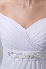 Sweetheart Off Shoulder Half Sleeves Chiffon Dress For Bride