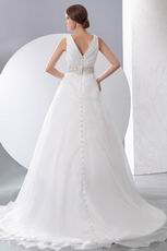 Best Seller V-Neck Ruched Floor Length Puffy Wedding Dress