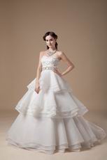 Discount Ivory Organza Stain Layers Wedding Dress Manufacturer