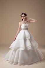 Discount Ivory Organza Stain Layers Wedding Dress Manufacturer