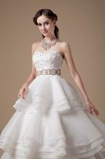 Discount Ivory Organza Stain Layers Wedding Dress Manufacturer