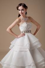 Discount Ivory Organza Stain Layers Wedding Dress Manufacturer