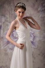 Pretty Halter Appliqued Wedding Dress For 2014 Bride