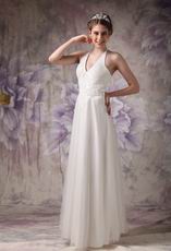 Pretty Halter Appliqued Wedding Dress For 2014 Bride