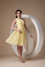 One Shoulder Knee-length Daffodil Chiffon Bridesmaid Dress