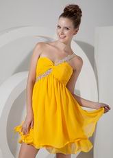 One Shoulder Yellow Chiffon Short Bridesmaid Dress Alibaba